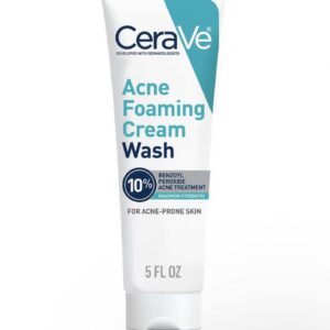 CERAVE Acne Foaming Cream Wash 10%Gel Nettoyant au Peroxide de Benzoyl