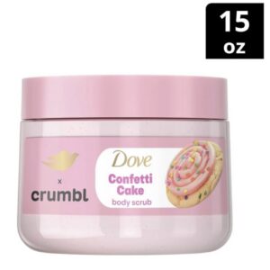 DOVE x Crumbl Confetti Cake Body Scrub-Exfoliant corporel Dove x Crumbl au gâteau confetti.
