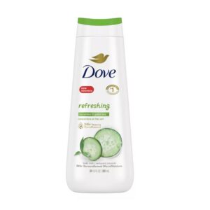 DOVE Refreshing Body Wash - Gel Douche Rafraîchissant au Concombre et Thé Vert.